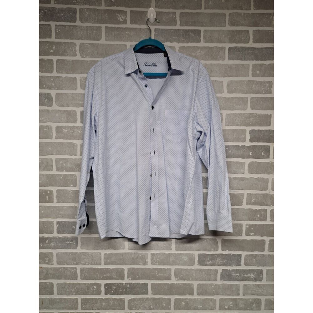 Tasso Elba Mens Striped Polka Dot Button‎ Down Long Sleeve Cotton Shirt Size XL